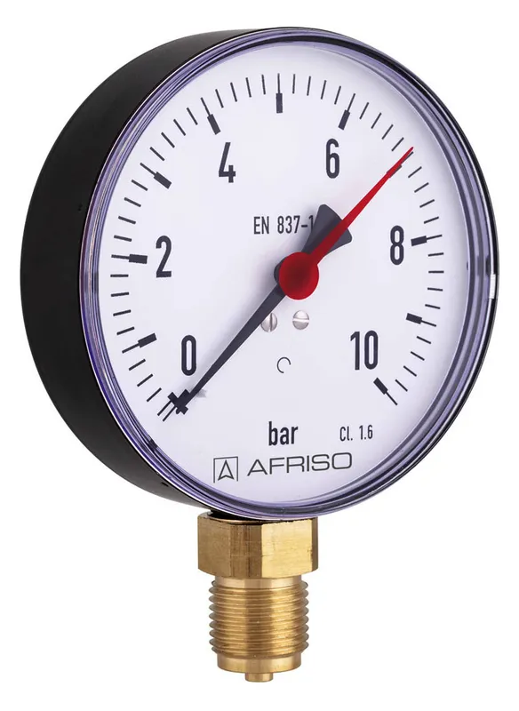 AFRISO Rohrfeder-Standardmanometer RF80 0/0,6bar G1/2B rad Kl.1,6 D201