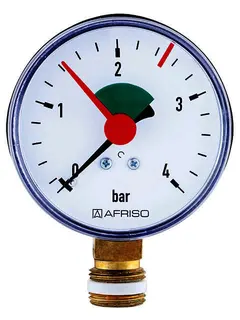 AFRISO Heizungsmanometer HZ 63 0/4bar 3/8 m.PTFE rad rote Marke 2,5bar