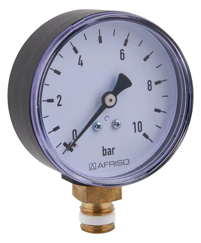 AFRISO Rohrfedermanometer RF 63 0/16bar G1/4B m.PTFE rad Kl.2,5