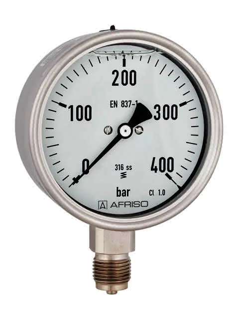 AFRISO Rohrfeder-Chemiemanometer RF100ChGly 0/4bar G1/2B rad Kl.1,0 D802