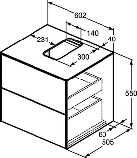Ideal Standard Waschtisch-Unterschrank Conca, 2 Auszüge, m.mi.Ausschnitt, 602x505x550mm, Weiß – Bild 3