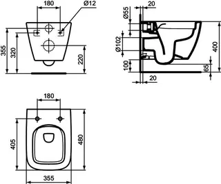 Ideal Standard Wandtiefspül-WC i.life S Randlos 355x480x335mm Weiß mit Ideal Plus – Bild 5