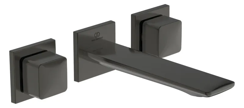 Ideal Standard Wand-Waschtischarmatur Conca, BS1+2, eckige Rosetten,Ausld.180mm,MagneticGrey
