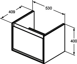 Ideal Standard Waschtisch-USchrank Connect Air Cube, 1Ausz., 530x409x400mm, Weiß gl.u. Hellgrau matt – Bild 3