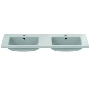 Ideal Standard Möbel-Doppelwaschtisch i.life B je 1 Hahnloch mit Überlauf 1210x515x180mm Weiß – Bild 2