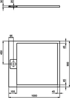 Ideal Standard Rechteck-BRW Ultra Flat S i.life 1000x900x30mm Schiefer – Bild 3