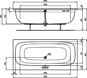 Ideal Standard Duo-Badewanne i.life 1900x900x450mm Weiß – Bild 5