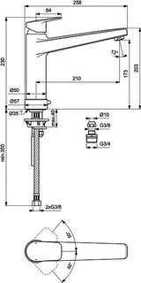 Ideal Standard Küchenarmatur Ceraplan m.h.Auslauf Ausld.210mm m.Absperrventil Chrom – Bild 5