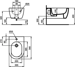 Ideal Standard Wand-Bidet Blend Curve 1 Hahnloch 355x540x250mm Weiß – Bild 5