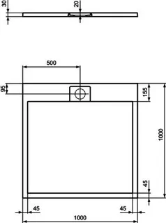 Ideal Standard Quadrat-Brausewanne UltraFlatS i.life 1000x1000x30mm Carraraweiß – Bild 3