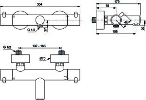 Ideal Standard Badethermostat AP Ceratherm T125 Pin-Griffe Silver Storm – Bild 5