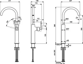 Ideal Standard Waschtischarmatur Joy Neo o.Ablgarn. ver.Sockel Ausld.169mm Hebelgr. Mag.Grey – Bild 4