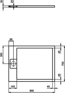 Ideal Standard Rechteck-BRW Ultra Flat S i.life 900x700x30mm Carraraweiß – Bild 5