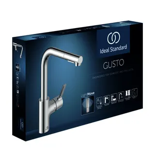 Ideal Standard Küchenarmatur Gusto Ausld.235mm L-Auslauf 2F-Brause Chrom – Bild 3