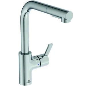 Ideal Standard Küchenarmatur Gusto Ausld.235mm L-Auslauf 2F-Brause Chrom – Bild 5