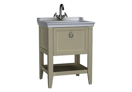 VitrA Set Waschtisch + Unterschrank Valarte 645 mm 1 Vollauszug Elfenbein Matt