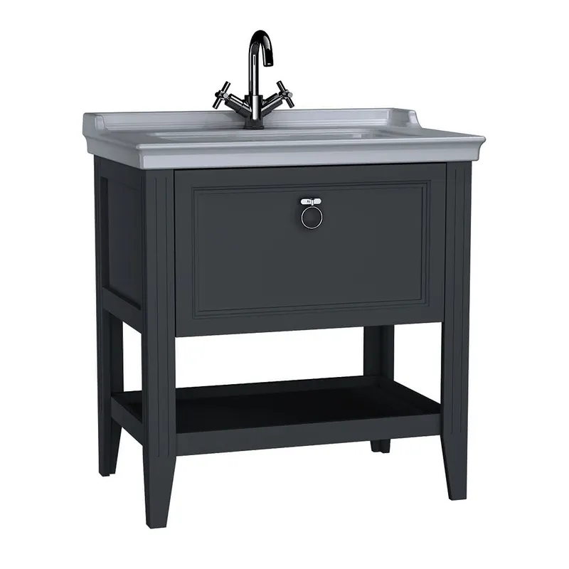 VitrA Set Waschtisch + Unterschrank Valarte 795 mm 1 Vollauszug Grau Matt