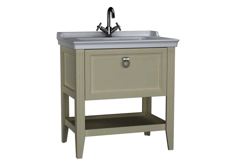 VitrA Set Waschtisch + Unterschrank Valarte 795 mm 1 Vollauszug Elfenbein Matt