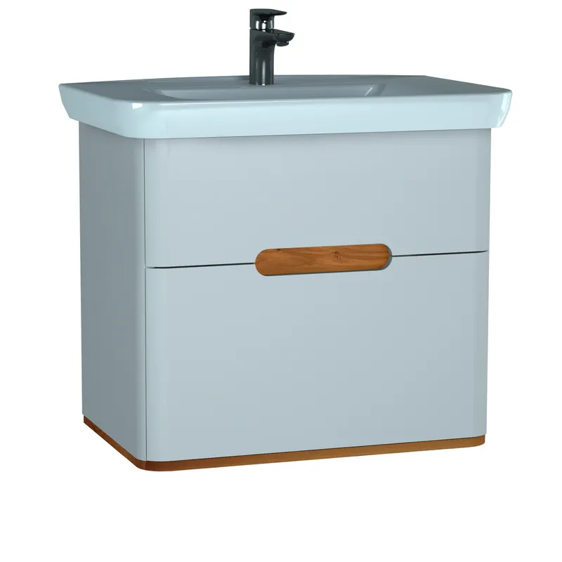 VitrA Set Waschtisch + Unterschrank Sento 780 mm LED-Beleuchtung 2 Vollauszüge Weiß Matt