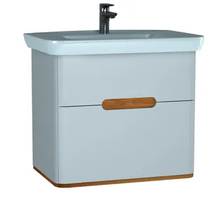 VitrA Set Waschtisch + Unterschrank Sento 780 mm LED-Beleuchtung 2 Vollauszüge Weiß Matt