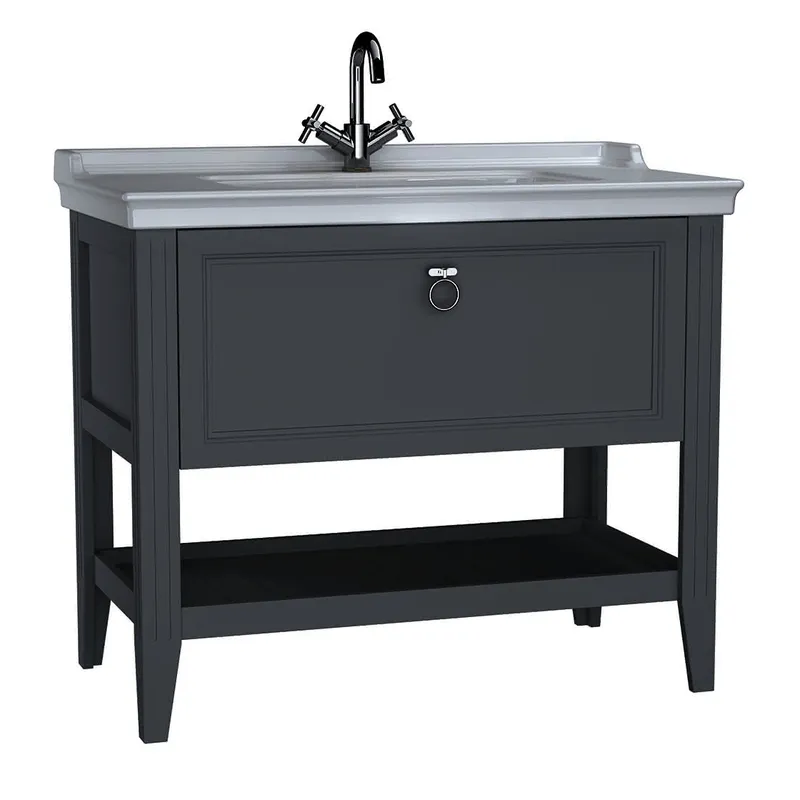 VitrA Set Waschtisch + Unterschrank Valarte 995 mm 1 Vollauszug Grau Matt