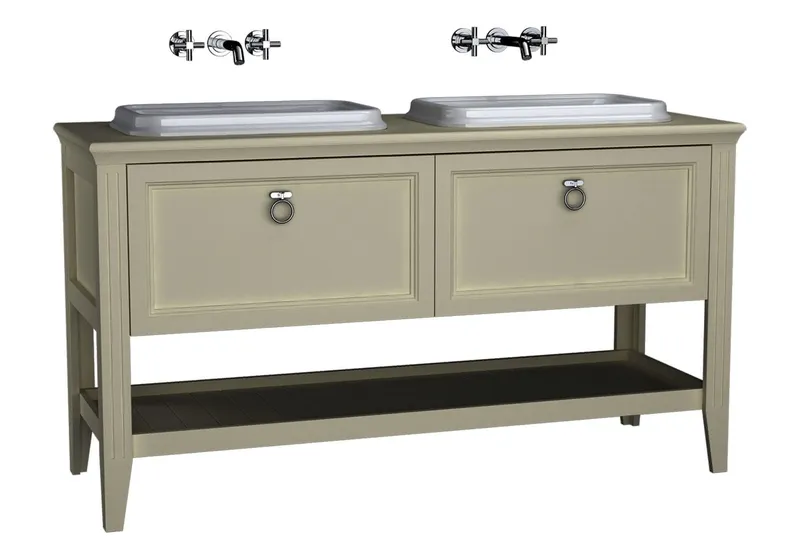 VitrA Set Waschtisch + Unterschrank Valarte 2 Einbau-Waschtisch 1495 mm 2 Auszüge Elfenbein