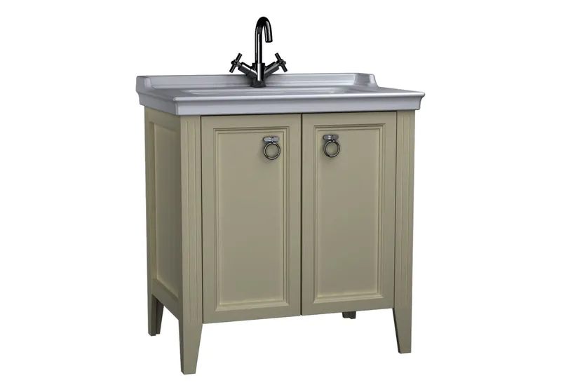 VitrA Set Waschtisch + Unterschrank Valarte 795 mm 2 Türen Elfenbein Matt