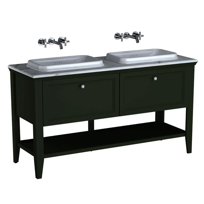 VitrA Set Waschtisch + Unterschrank Valarte 2 Einbau-Waschtisch 1495 mm 2 Auszüge Vin.-Grün