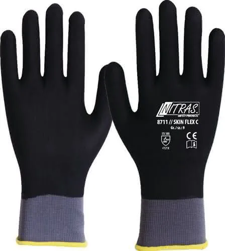 Handschuhe SKIN FLEX C Gr.10 grau/schwar z EN 388 II Strick m.Beschichtung NITRAS