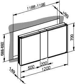 Keuco Spiegelschrank Royal Match 12814, Wandeinbau, 1200 x 700 x 149 mm – Bild 2