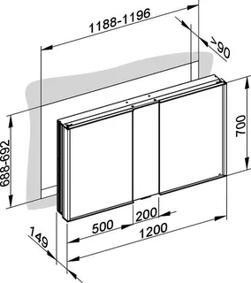 Keuco Spiegelschrank Royal Match 12814, Wandeinbau, 1200 x 700 x 149 mm – Bild 3