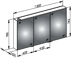 Keuco Spiegelschrank Royal L1 13606, m. Schubk., silber-eloxiert,1300x742x150 mm – Bild 2