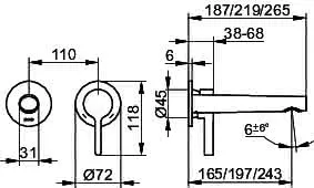 Keuco EHM-Waschtisch-Mischer UP Edition 400 51516, Wandm., Ausl. 197 mm, Bronze geb. – Bild 2