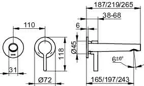 Keuco EHM-Waschtisch-Mischer UP Edition 400 51516, Wandm., Ausl. 243 mm, Bronze geb. – Bild 2