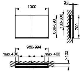 Keuco Royal Modular 2.0 SPS, bel. 80021, Einb,oSteckd,sb-elox,1000x700x120mm – Bild 2