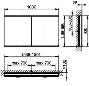 Keuco Royal Modular 2.0 SPS, bel. 80041, Einb,4Steckd,sb-elox,1600x900x120mm – Bild 3