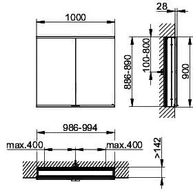 Keuco Royal Modular 2.0 SPS, bel. 80021, Einb,2Steckd,sb-elox,1000x900x160mm – Bild 2