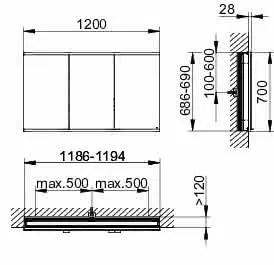 Keuco Royal Modular 2.0 SPS, bel. 80031, Einb,2Steckd,sb-elox,1200x700x120mm – Bild 2