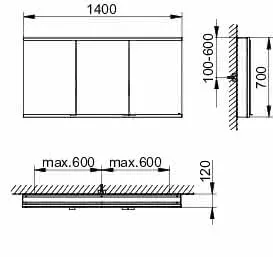 Keuco Royal Modular 2.0 SPS, bel. 80031, Vorb,2Steckd,sb-elox,1400x700x120mm – Bild 2