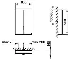 Keuco Royal Modular 2.0 SPS, unbel. 80020, Vorb,oSteckd,sb-elox,600x900x160mm – Bild 2