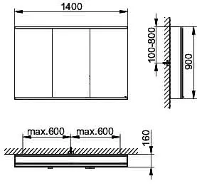 Keuco Royal Modular 2.0 SPS, bel. 80031, Vorb,2Steckd,sb-elox,1400x900x160mm – Bild 2