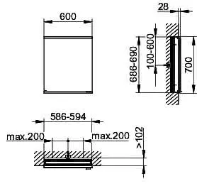 Keuco Royal Modular 2.0 SPS, bel. 80001, Einb,1Steckd,sb-elox,600x700x120mm – Bild 2