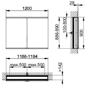 Keuco Royal Modular 2.0 SPS, bel. 80021, Einb,2Steckd,sb-elox,1200x900x160mm – Bild 2