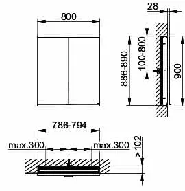 Keuco Royal Modular 2.0 SPS, bel. 80021, Einb,2Steckd,sb-elox,800x900x120mm – Bild 2