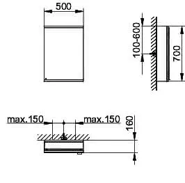 Keuco Royal Modular 2.0 SPS, bel. 80001, Vorb,1Steckd,sb-elox,500x700x160mm – Bild 2