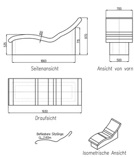 SD Wellnessliege WAVE Ventus 1930x700x970