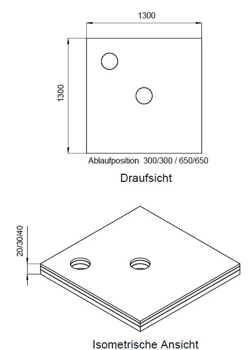 SD U-BauEL für barr-frei DU Abl. KESSEL 1300x1300x20/30/40