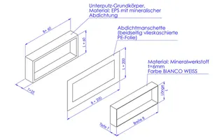 SD Nischeneinsatz Mw Bianco weiß 300x300x120 mm – Bild 2
