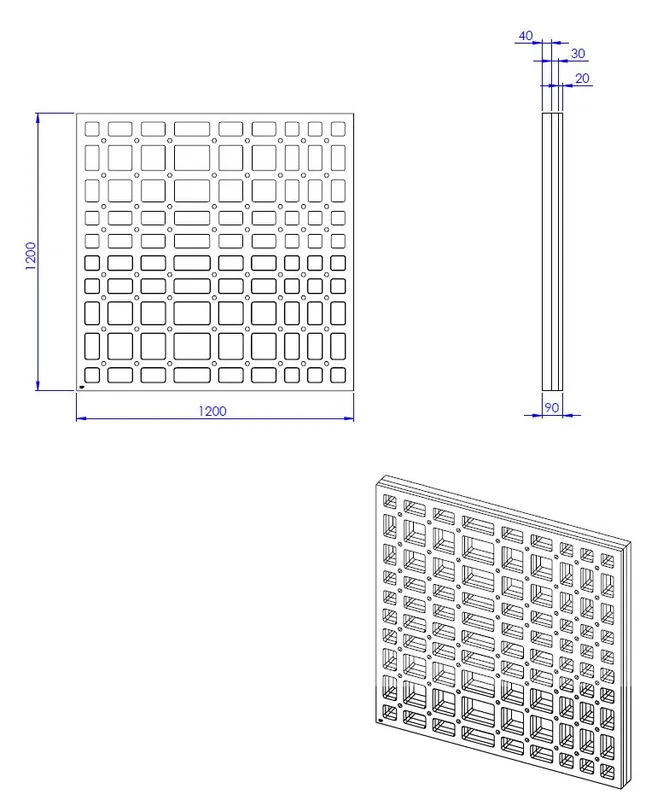SD U-BauEL für Plan Plus QuadroU 1200x1200x20/30/40 mm