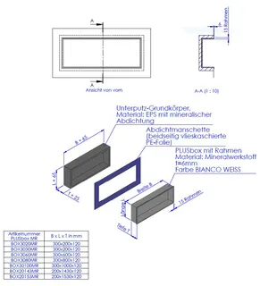 SD Nischeneinsatz Mw Bianco weiß 200x1530x120 mm mit Rahmen – Bild 2
